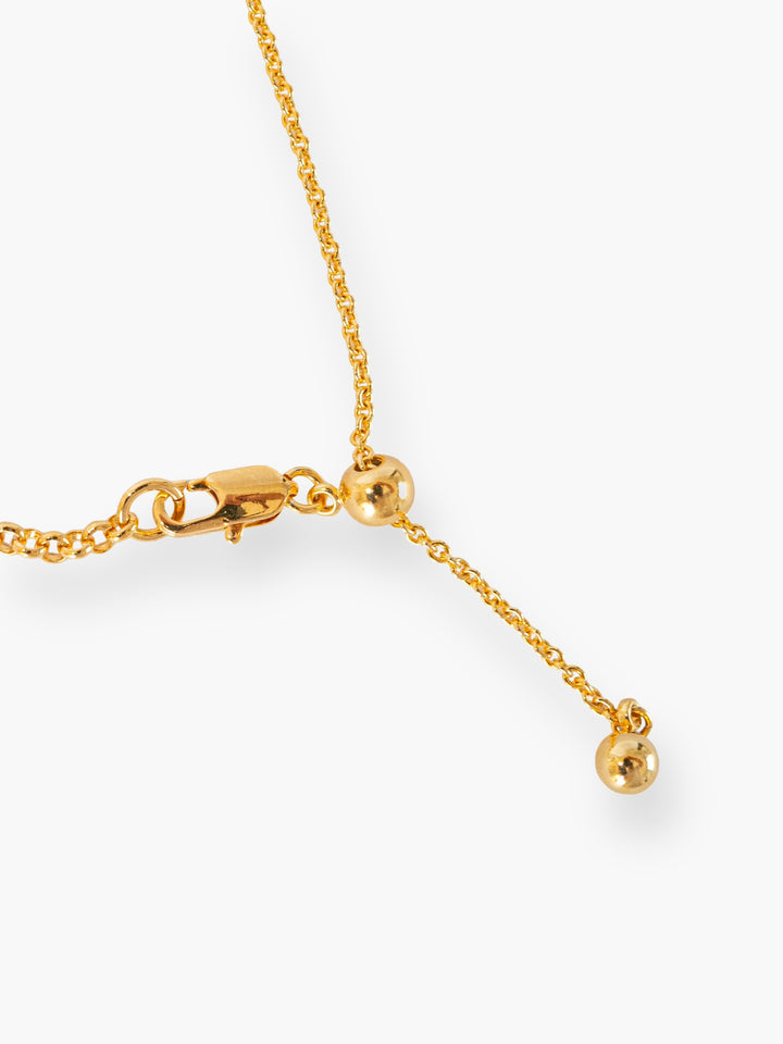 Back view of Jessamine crystal pearl cubic zirconia necklace with adjustable extension chain
