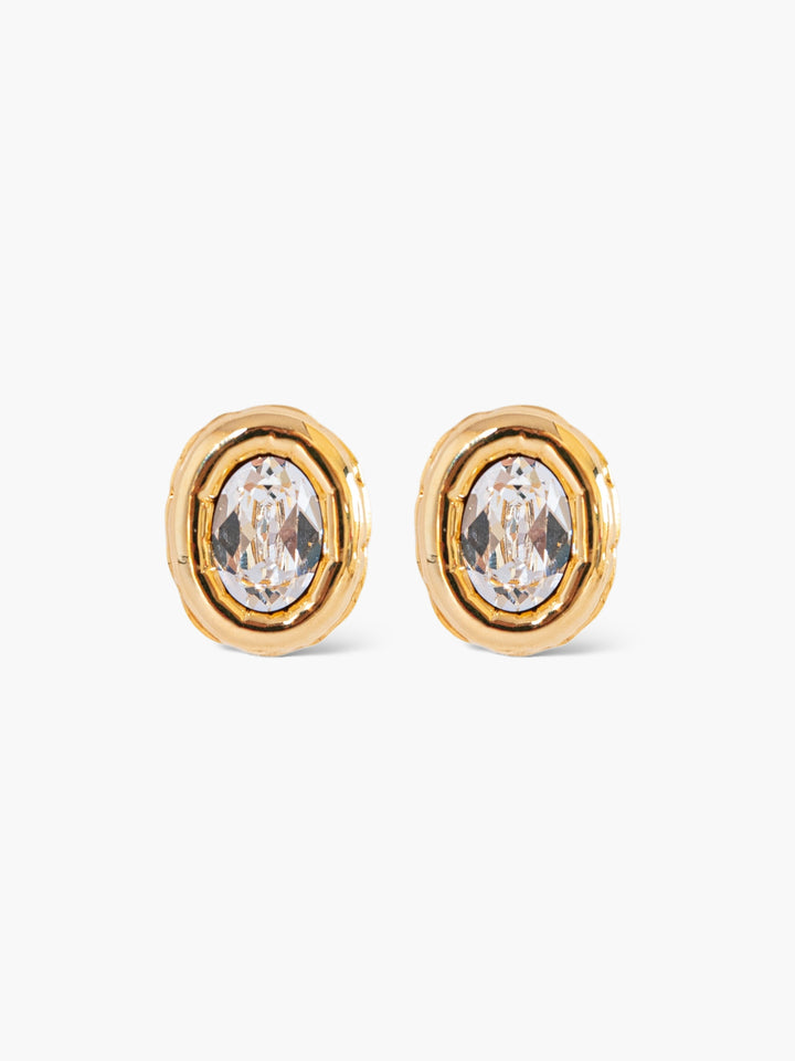 Sparkle Oval Crystal Diamond Earrings