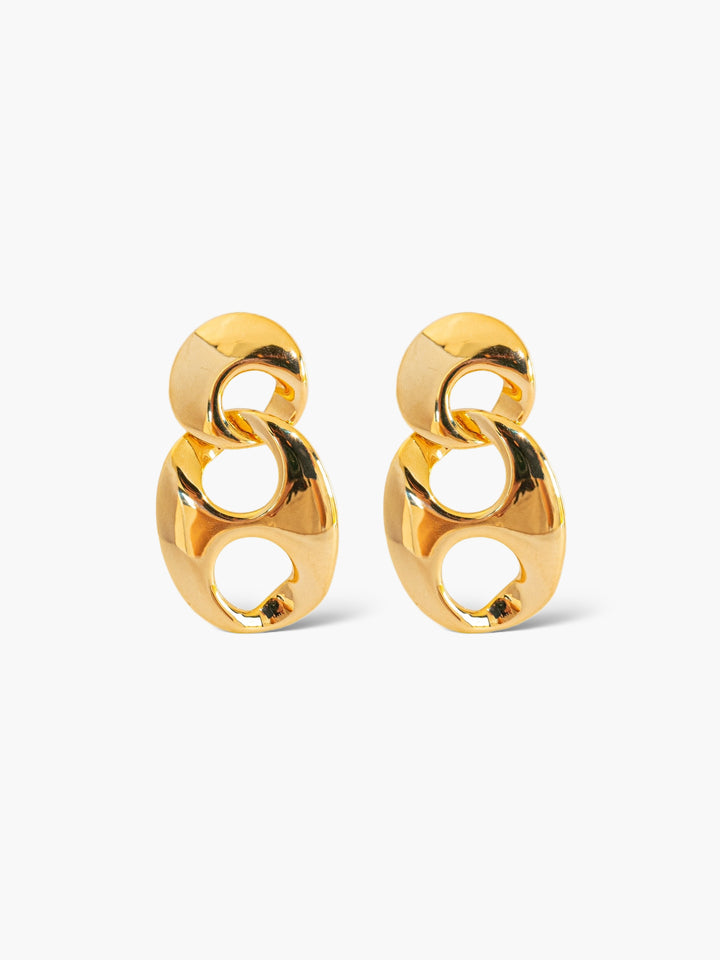 Pendientes de aro ovalados de oro de doble capa