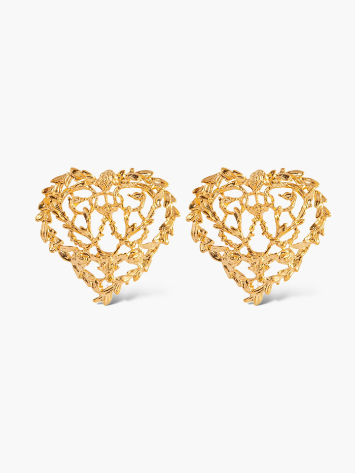 Intertwined Hearts Gold Earrings