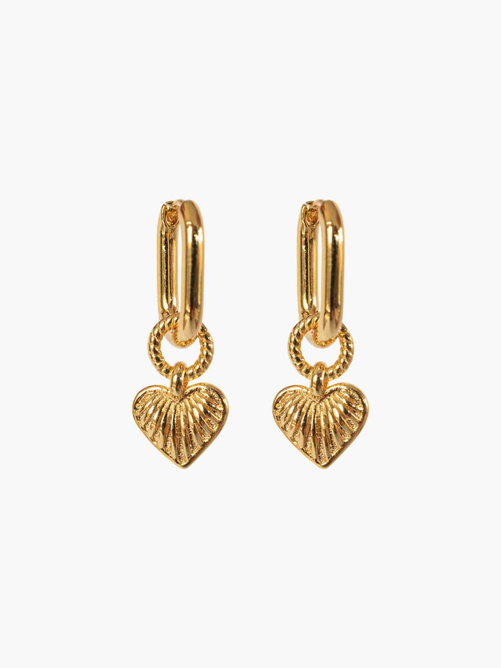 Small Fine Gold Hanging Heart Earrings