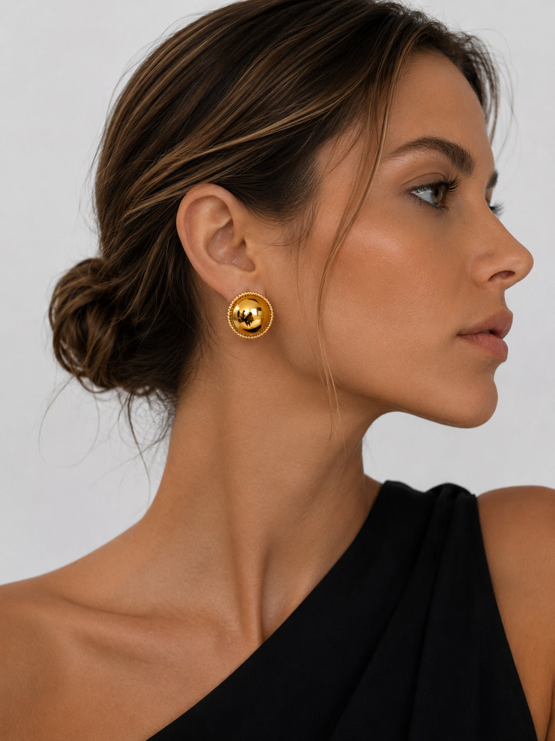 Portia round statement earrings with crystal edge