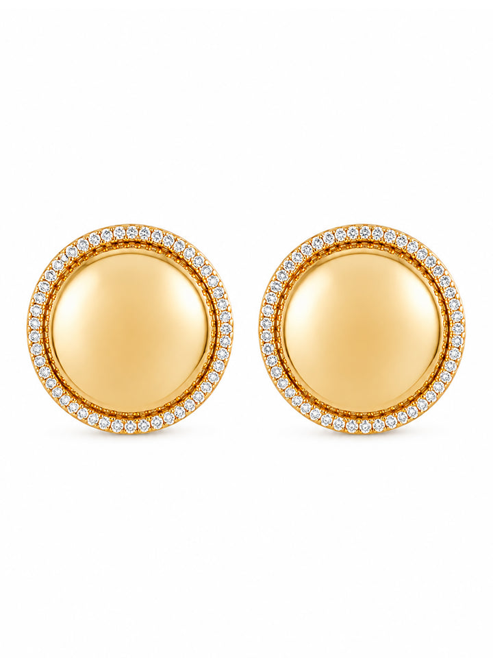 Portia crystal dome earrings with cubic zirconia border