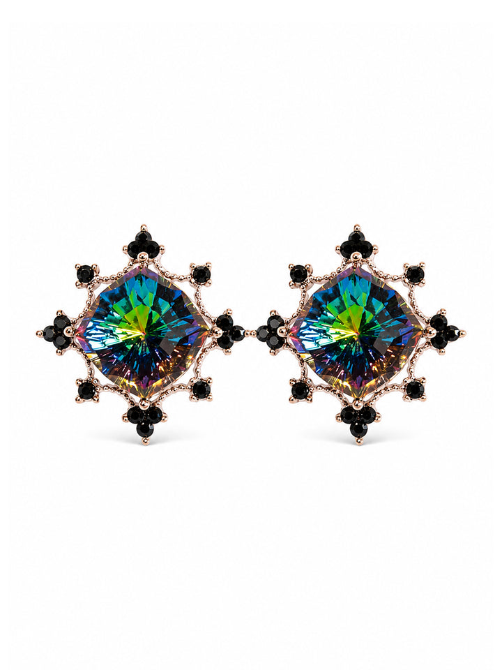 Priscilla aurora crystal earrings with black crystal accents