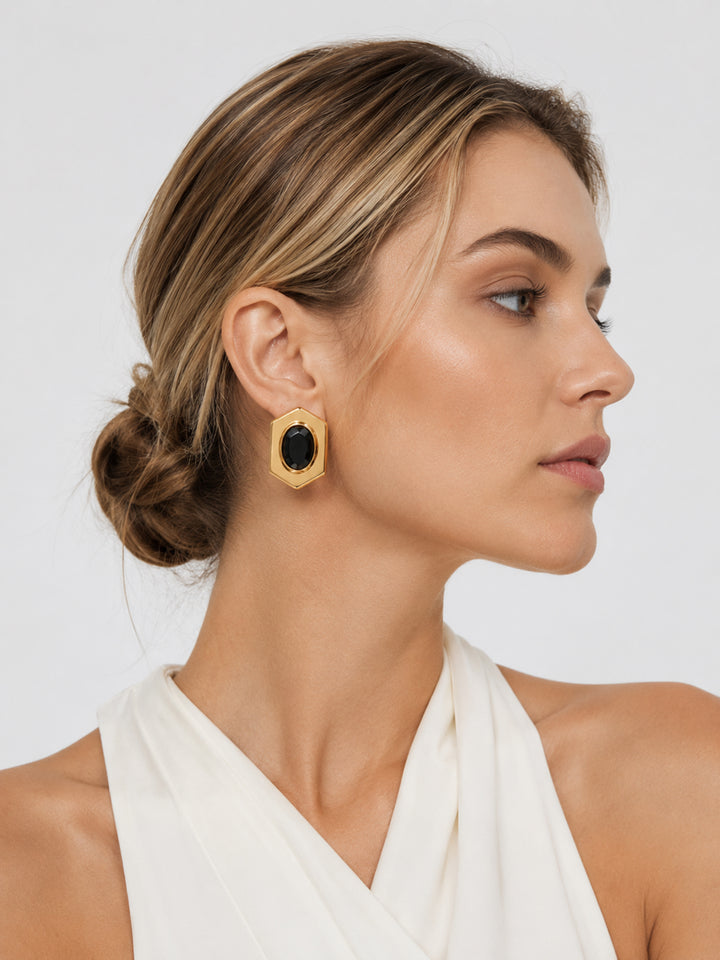 Priya Black Crystal Earrings