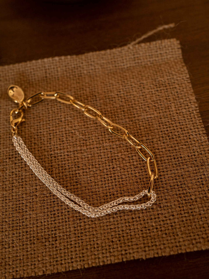 A gold and silver color matching bracelet