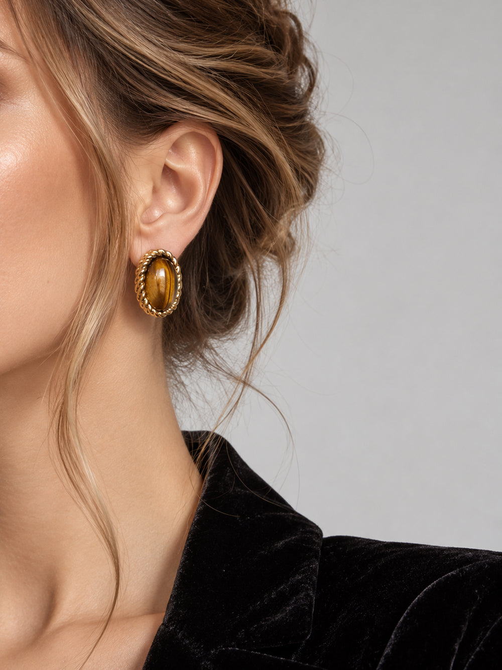 Renata Tiger's Eye Stud Earrings - view 2