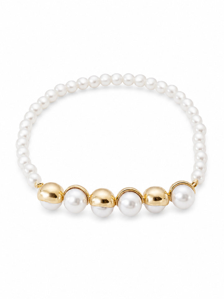 Renee pearl bracelet with gold-tone bead accents