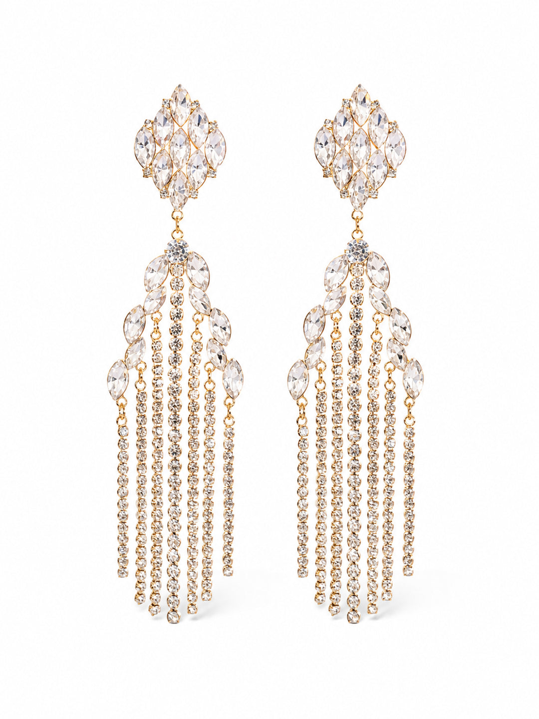 Rochel crystal cascade earrings with long crystal chains