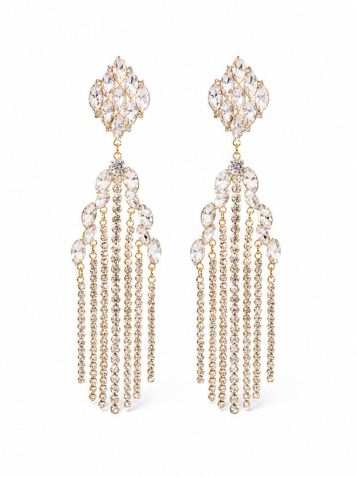 Rochel crystal cascade earrings with long crystal chains