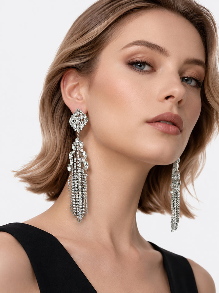 Rochel Crystal Chandelier Earrings Silver