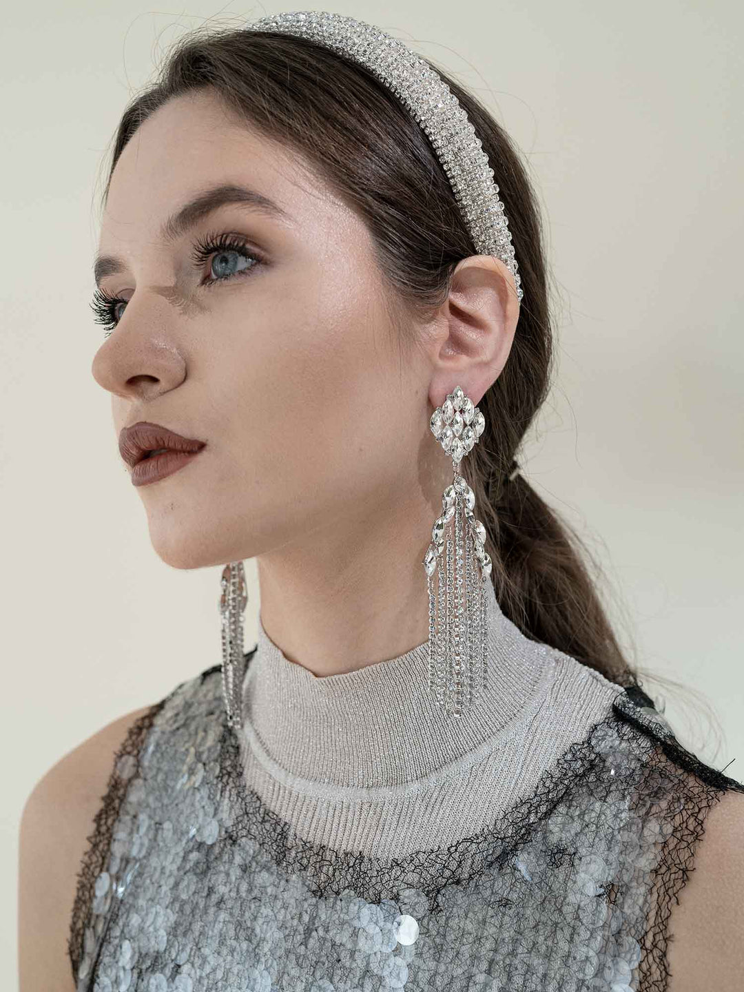 Rochel Crystal Chandelier Earrings Silver