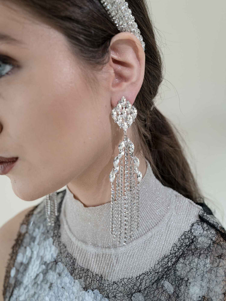 Rochel Crystal Chandelier Earrings Silver
