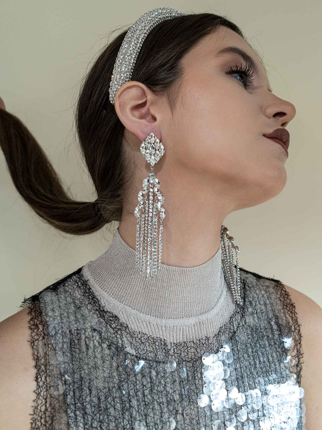 Rochel Crystal Chandelier Earrings Silver
