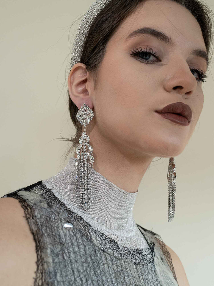 Rochel Crystal Chandelier Earrings Silver