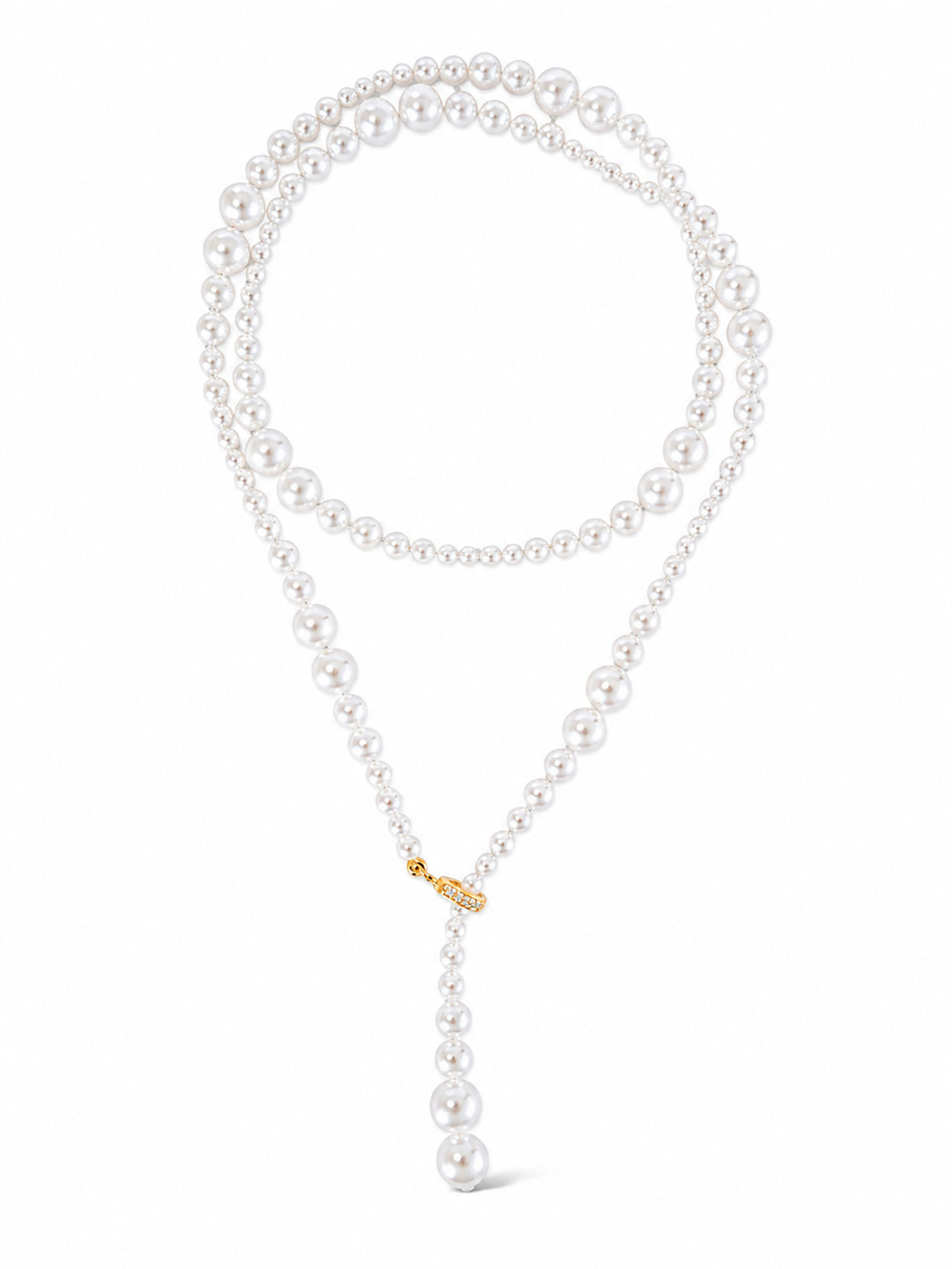 Rosaline long pearl necklace with gold-plated clasp