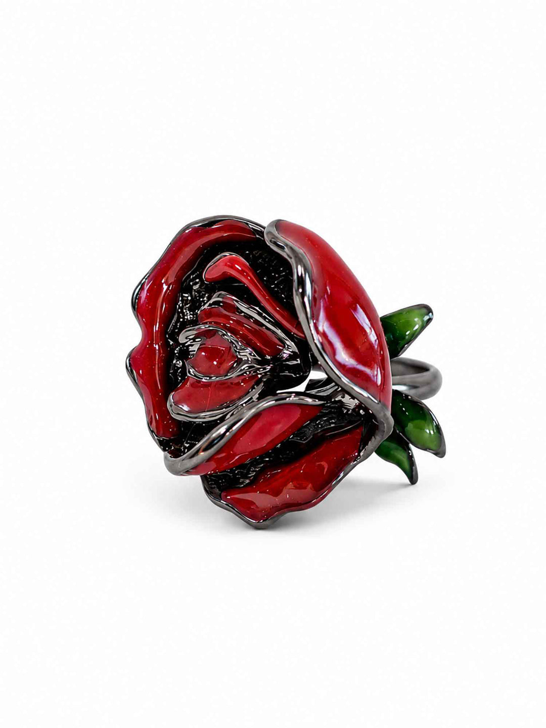 Rose Enamel Flower Ring