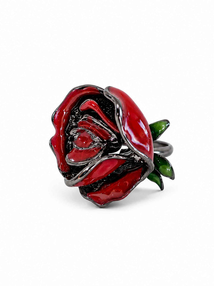 Rose Enamel Flower Ring