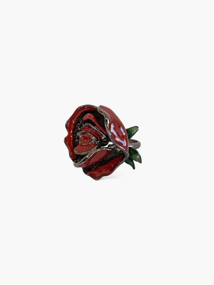 Rose Enamel Flower Ring