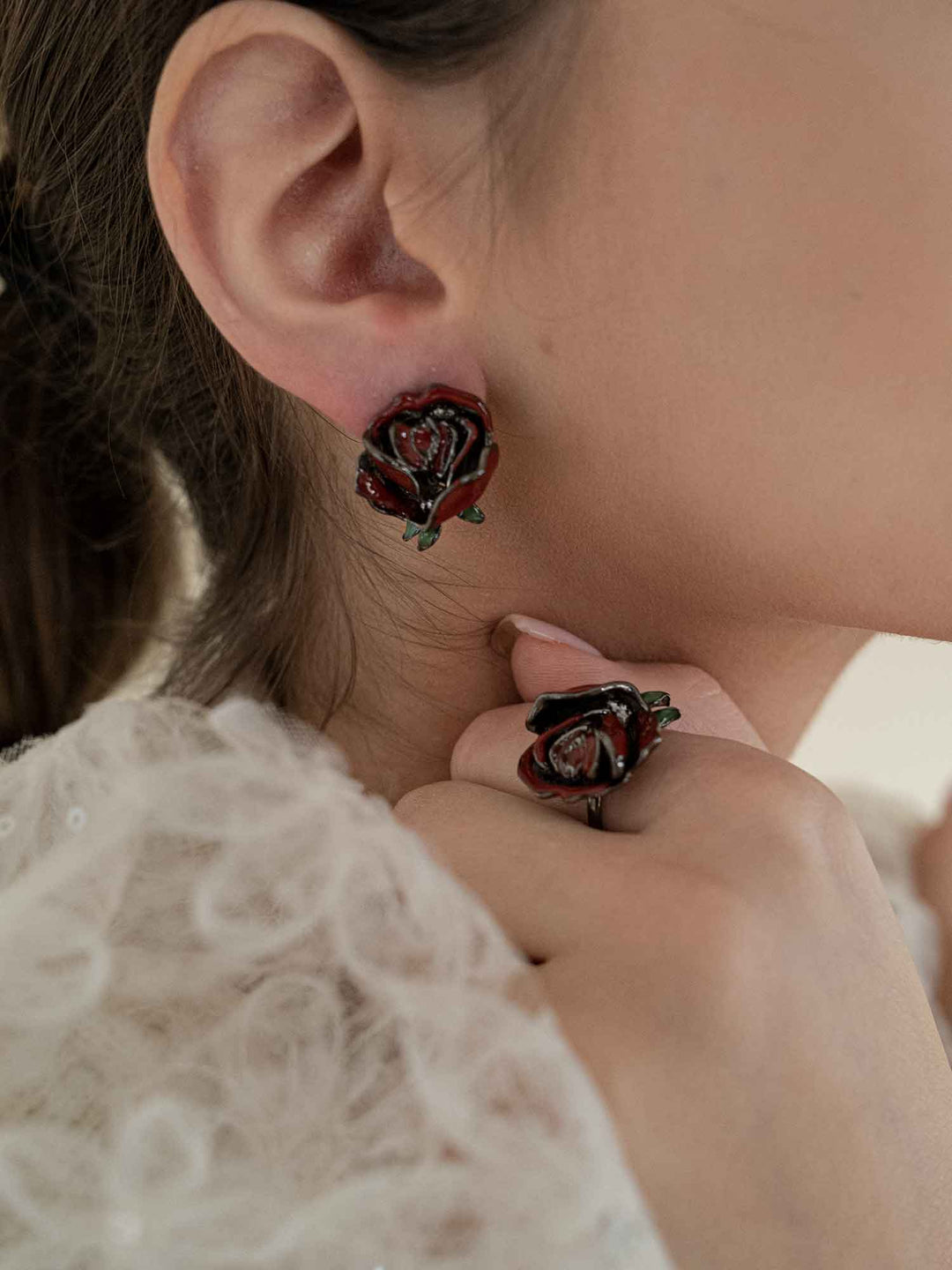 Rose Enamel Flower Ring
