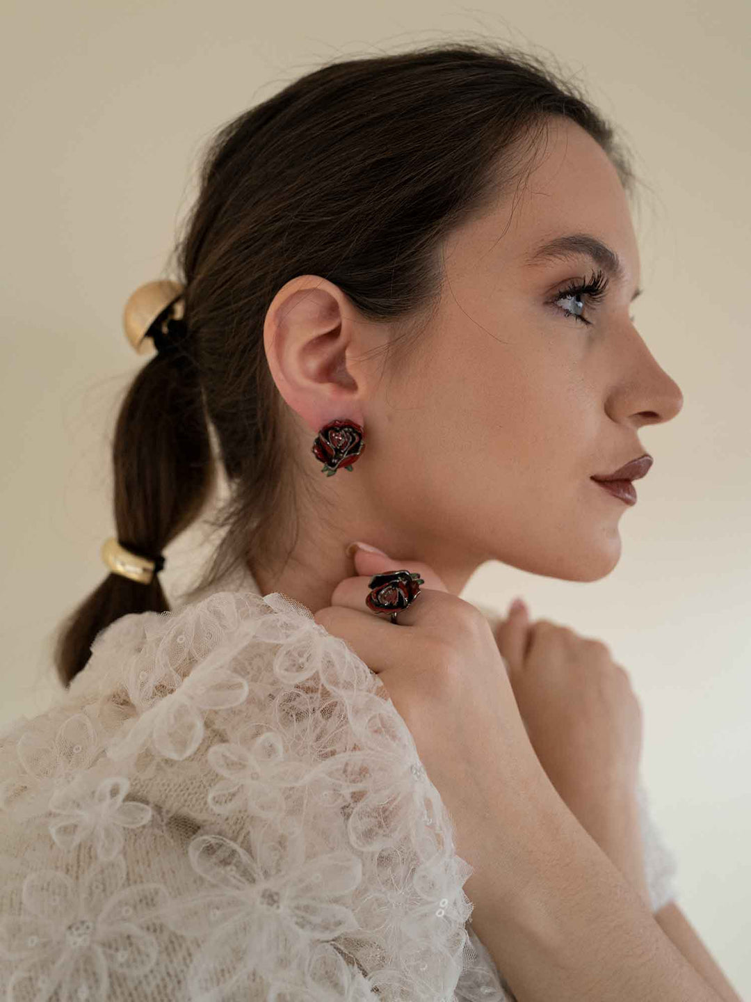 Rose Enamel Flower Ring