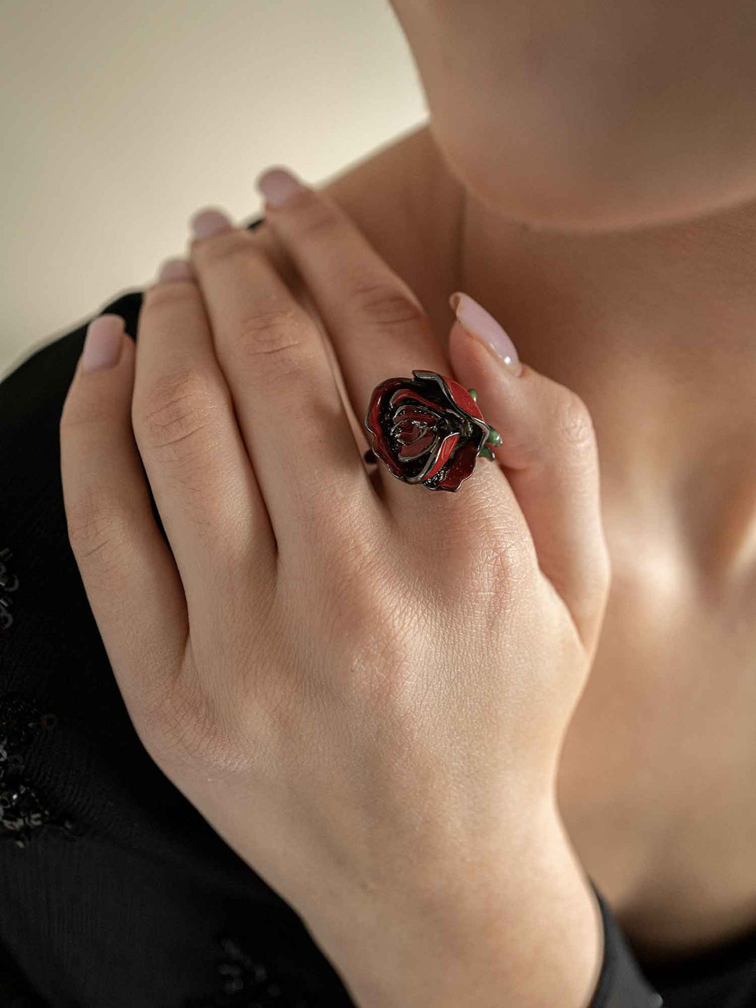 Rose Enamel Flower Ring