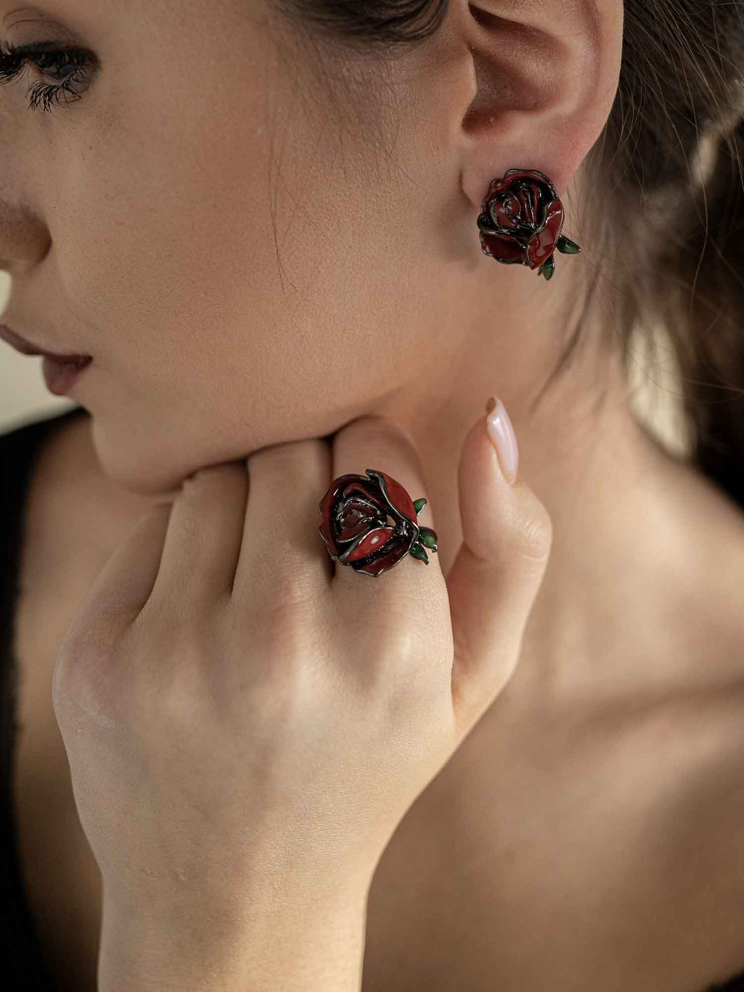 Rose Enamel Flower Ring