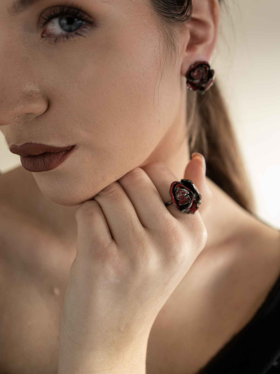 Rose Enamel Flower Ring
