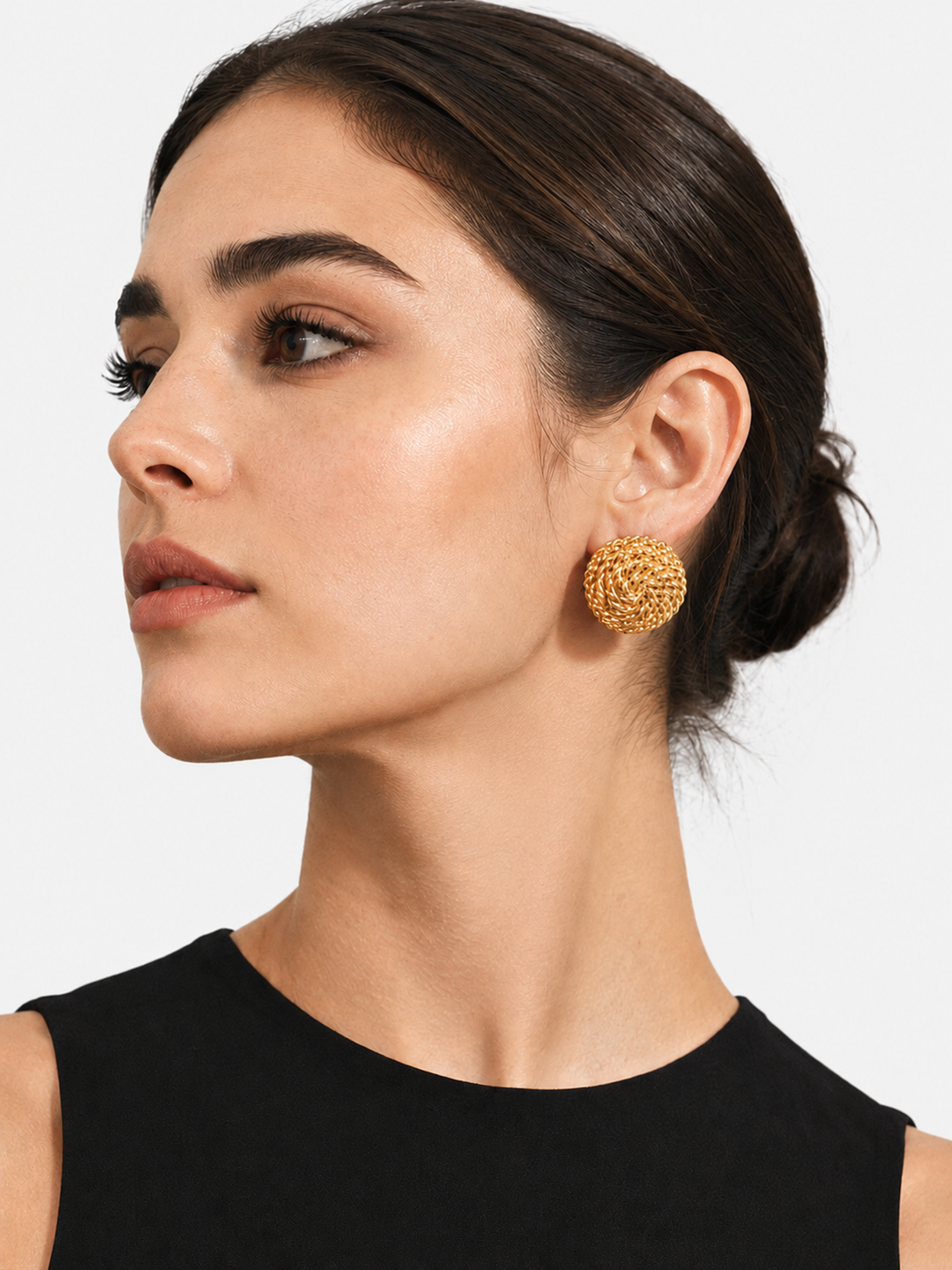 Round Misty Gold Earrings