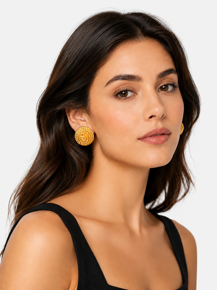 Round Misty Gold Earrings