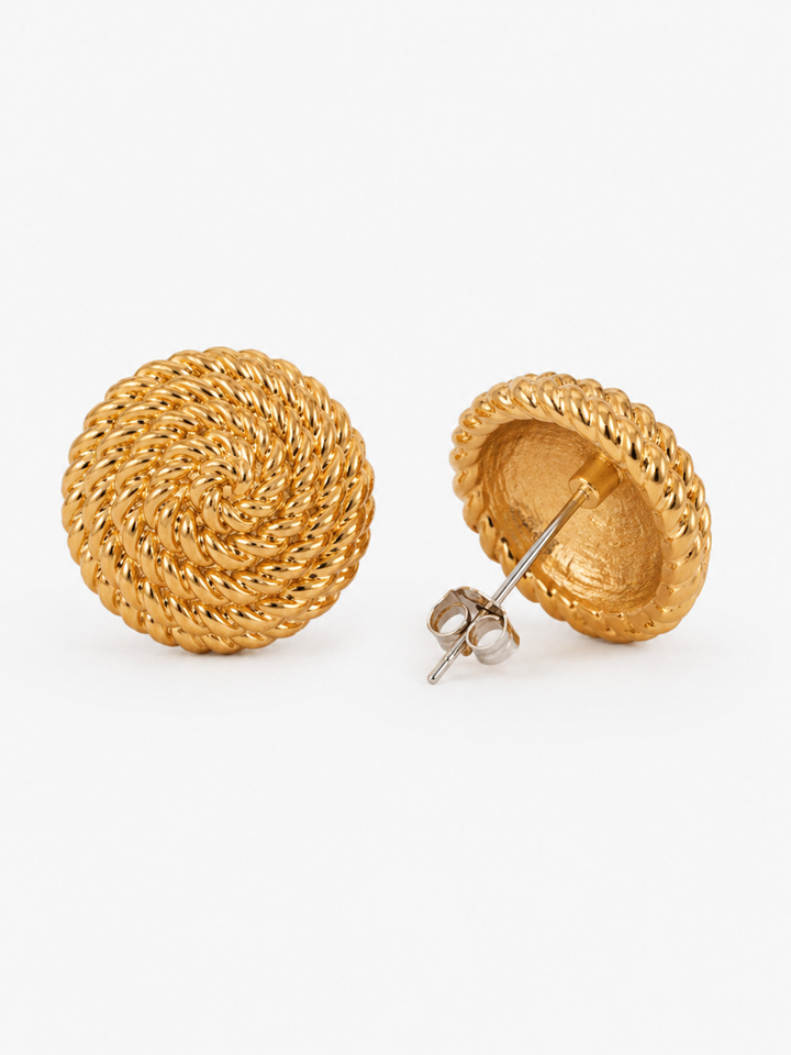 Round Misty Gold Earrings