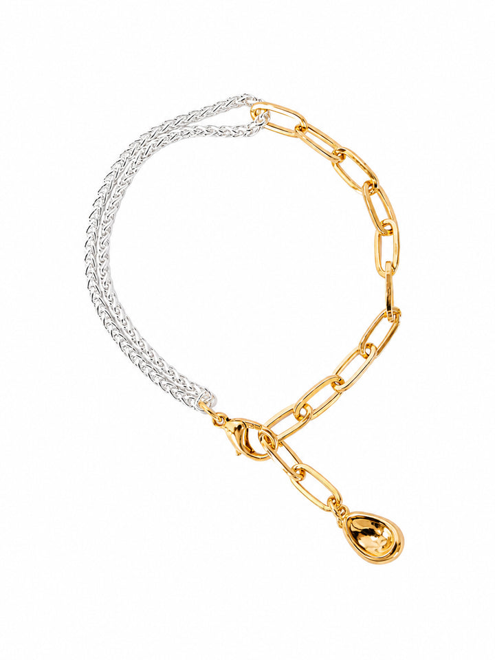 Gold and silver-plated bracelet with adjustable chain