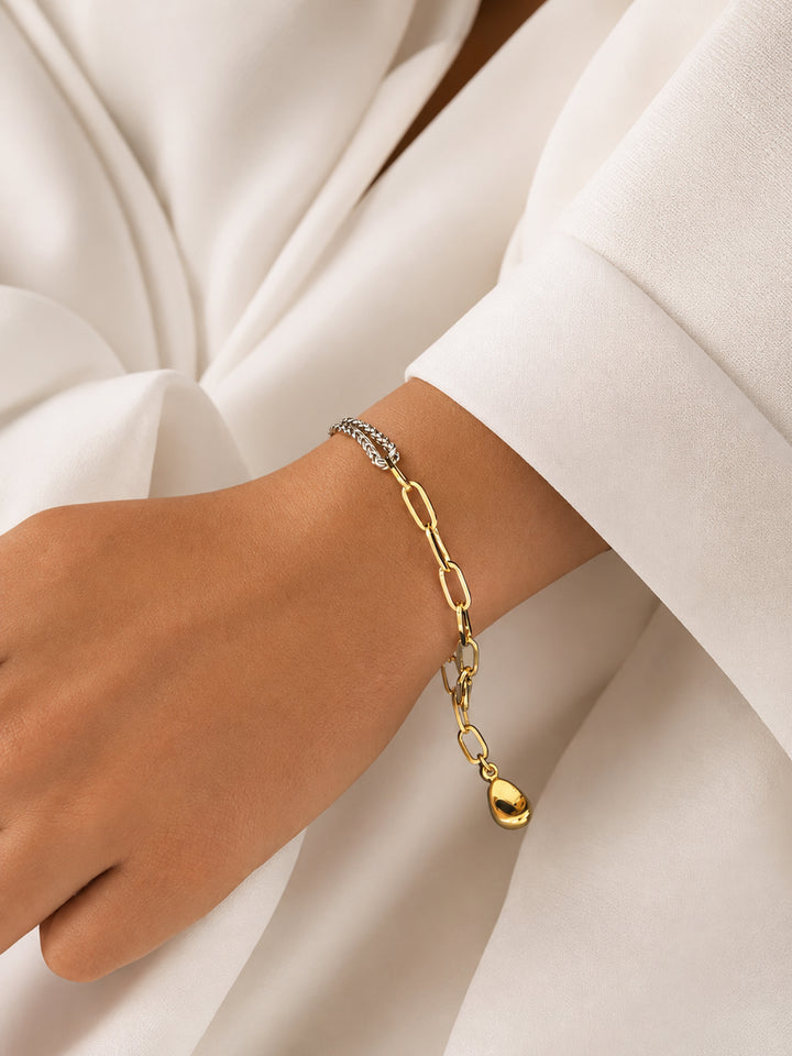 Sabrina two-tone bracelet styled on wrist