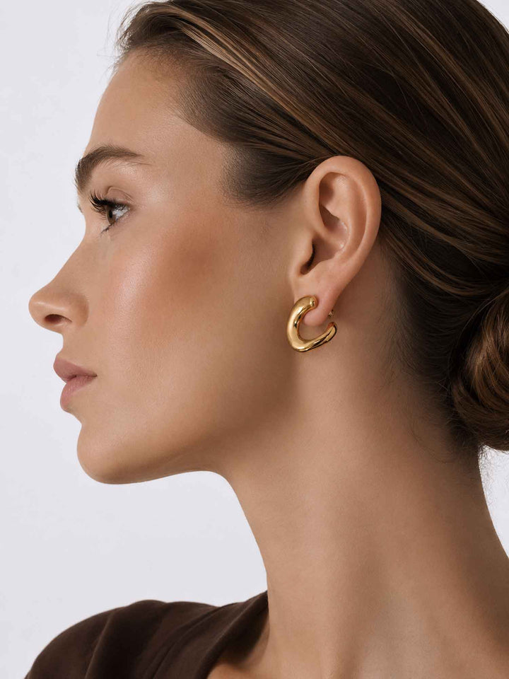 Sally Gold C-Shaped Stud Earrings