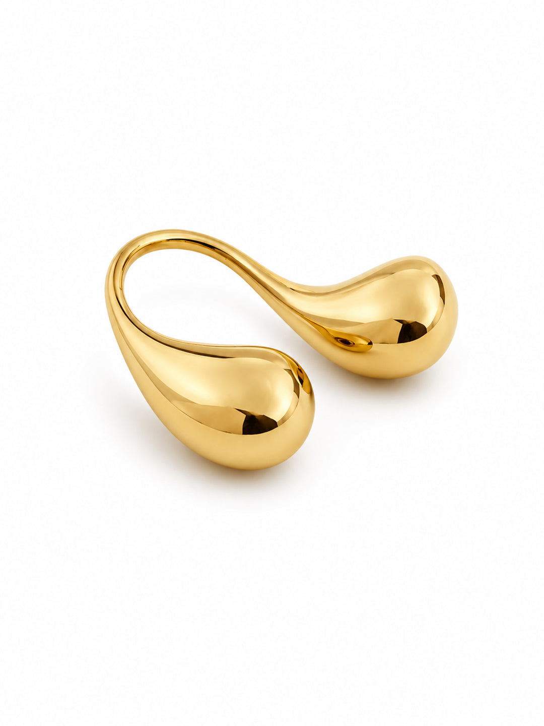Open teardrop statement ring with polished finish