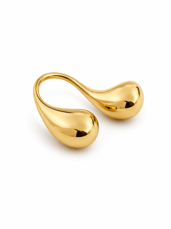 Open teardrop statement ring with polished finish