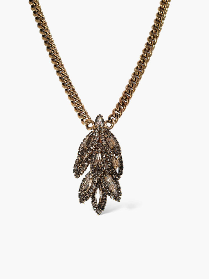 Selene Leaf Drop Crystal Necklace