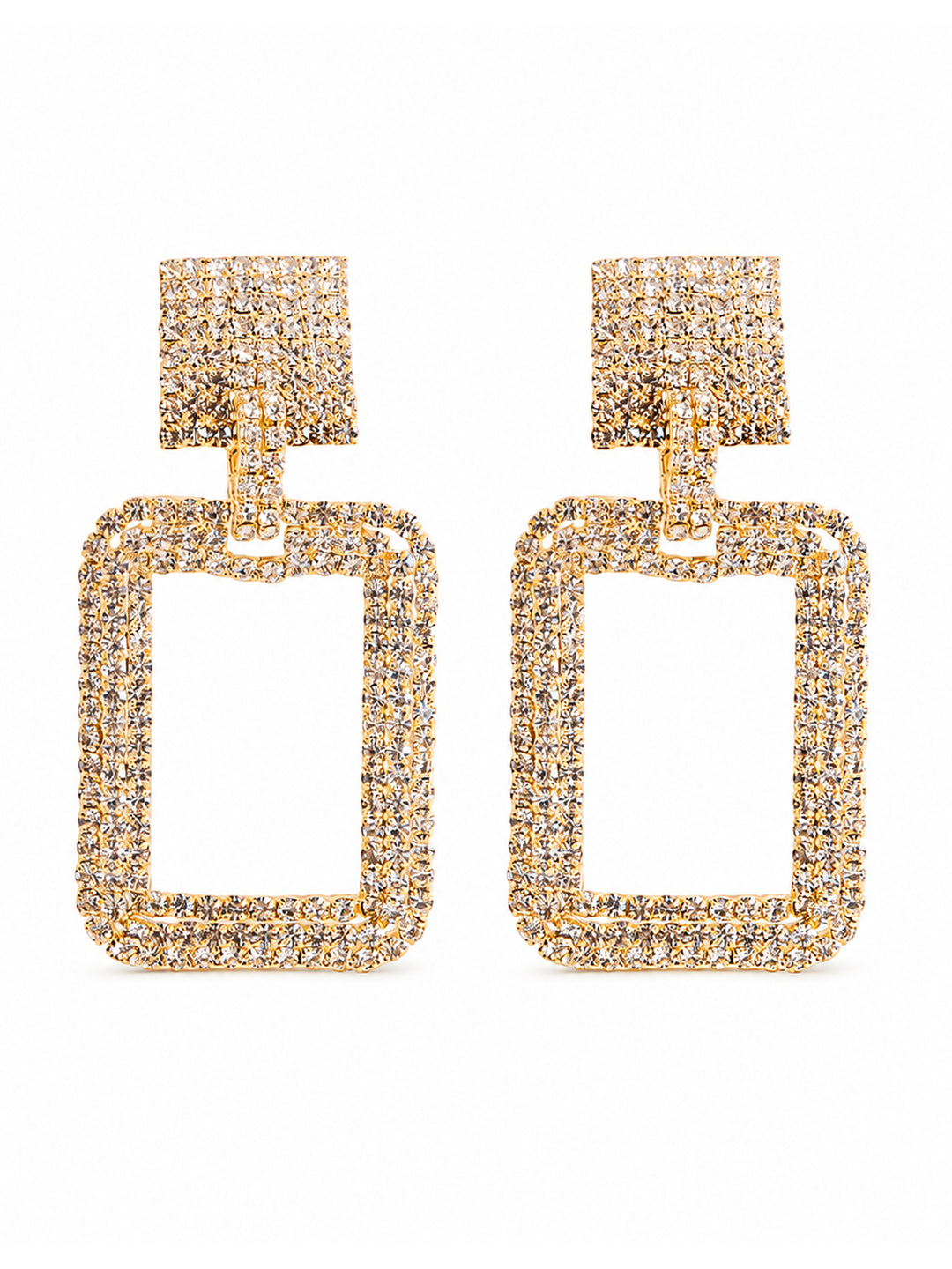 Shiloh crystal drop earrings with rectangular frame design