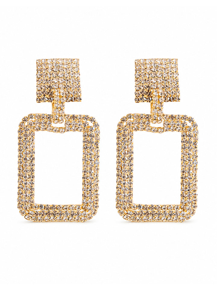 Shiloh crystal drop earrings with rectangular frame design