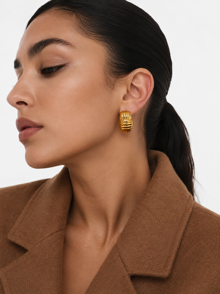 Simplicity Crossed Lines Gold Earrings