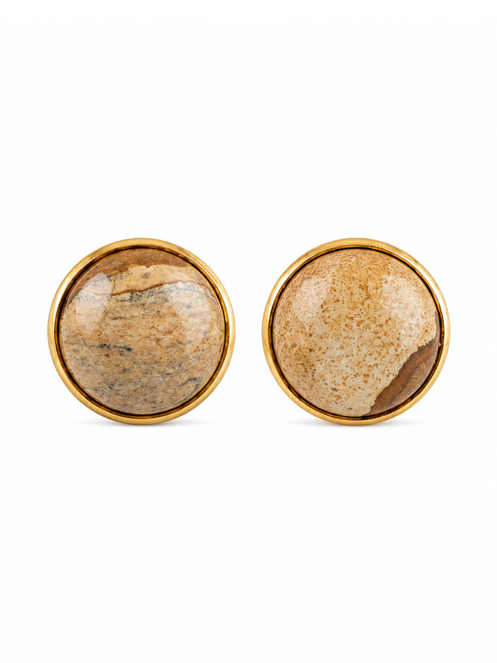 Siona stone earrings with round natural stone design