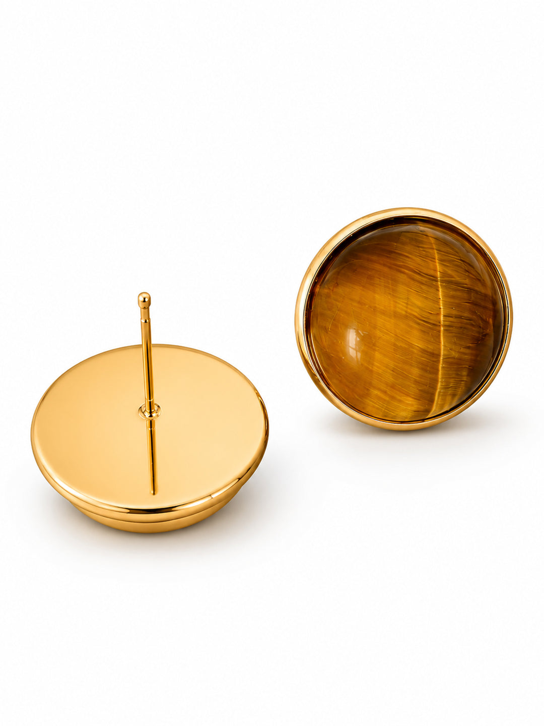Back view of Siona tiger’s eye stud earrings
