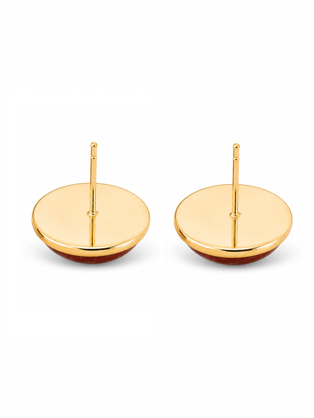 Gold-plated natural stone stud earrings with earthy tones