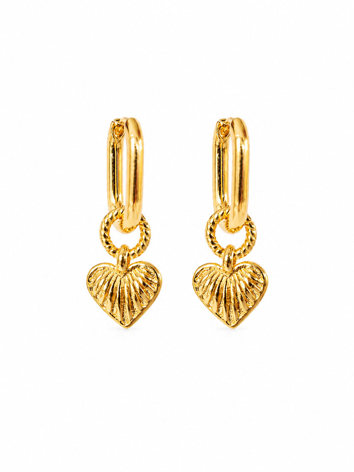 Small Gold Hanging Heart Earrings