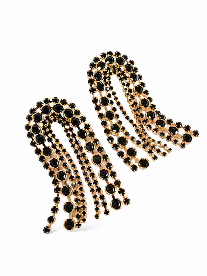 Vega Black Crystal Arch Earrings