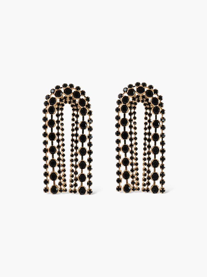 Vega Black Crystal Arch Earrings
