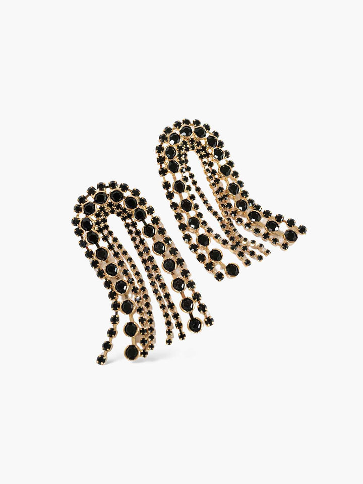 Vega Black Crystal Arch Earrings