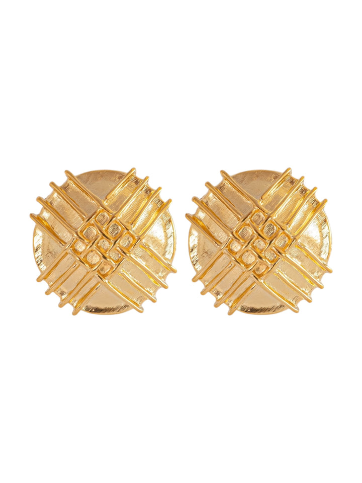 Vintage Striped Round Gold Earrings