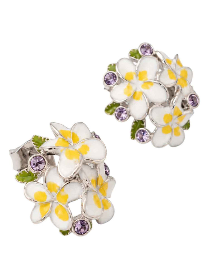 Violet Zirconia Flower Gold Earrings