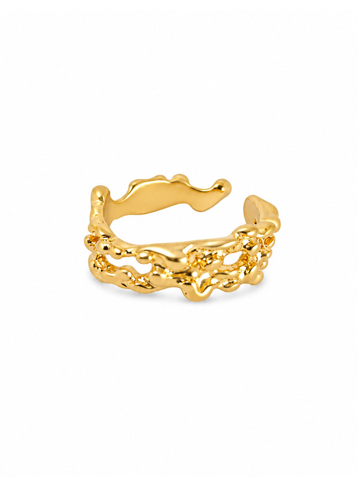 Water Motif open ring with sculptural wave design